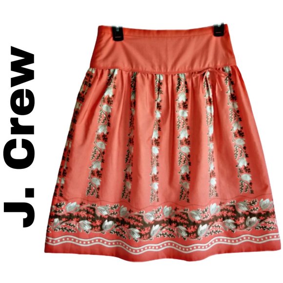 J. Crew cotton peach pleated tulip skirt size 0 - Picture 1 of 12